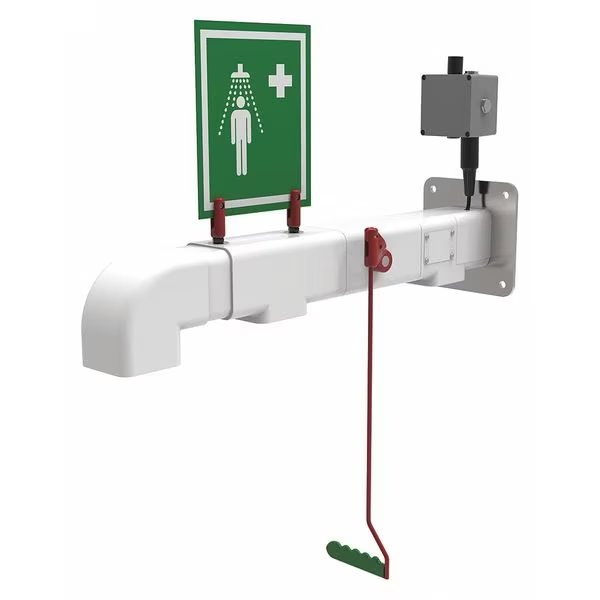 Drench Shower, Freeze Protected, Stainless Steel Pipes, Wall Mount, 120V C1D2, Hughes Safety Showers, Mfr#: H2GS-1H