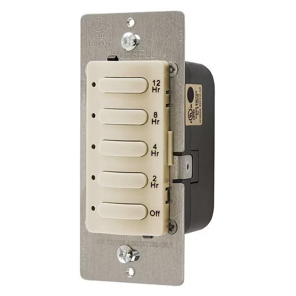 Timer, Electronic, 120/277V, Ivory, Hubbell Wiring Device-Kellems, Mfr#: DT5012I