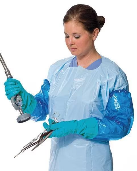 PolyCo VR(R) 50, Sleeve Gloves, 11 mil Palm, Nitrile, Polyolefin, Powder-Free, L (9), 1 PR, Blue, Polyco, Mfr#: 41550