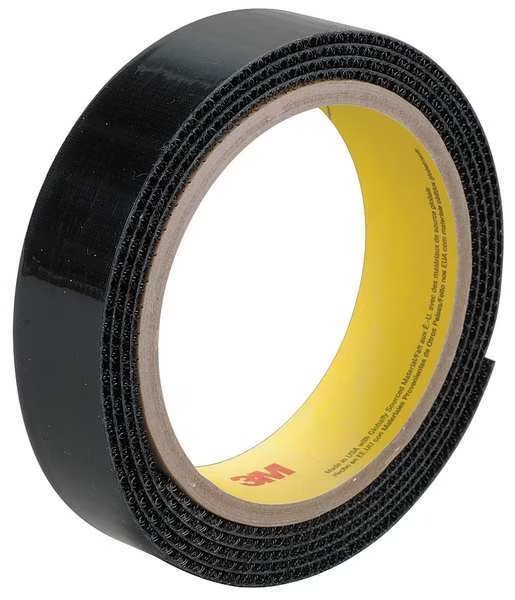 Reclosable Fastener, Rubber Adhesive, 150 ft, 5/8 in Wd, Black, 4 PK, 3M, Mfr#: SJ3527N