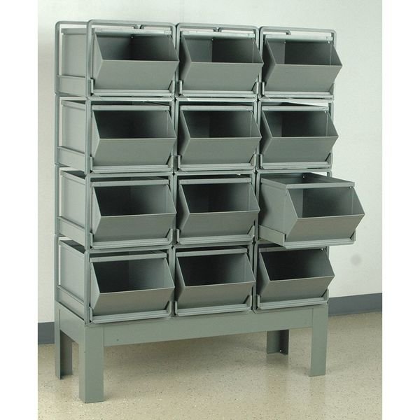 Steel Sectional Stacking Bin, 38 in D x 60 in H x 20 1/2 in W, 4 Shelves, Gray, Stackbin, Mfr#: 1-412RBCU-3