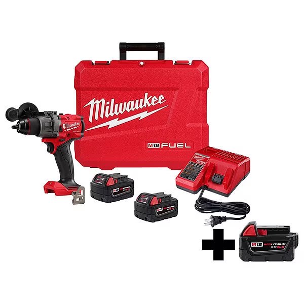 M18 FUEL Hammer Drill Kit, 5.0 Battery, Milwaukee Tool, Mfr#: 2904-22, 48-11-1850