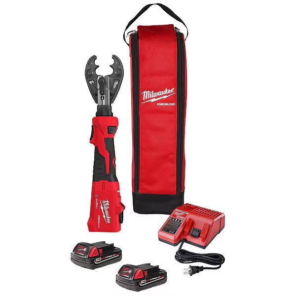 M18 FORCE LOGIC 6 Ton Linear Utility Crimper Kit with D3 Grooves and Fixed O Die Jaw, Milwaukee Tool, Mfr#: 2978-22O