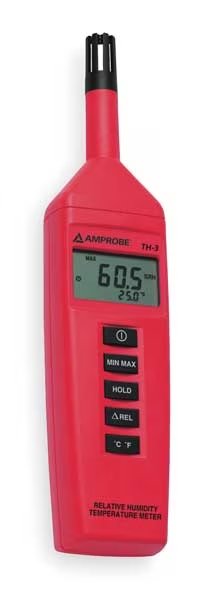 Temp/Humdty Mtr, 0 to 100 per Rel Hum Rng, Amprobe, Mfr#: TH-3