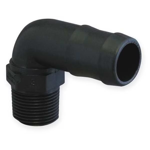 1/2" Barbed x 3/4" MNPT 90 Degree Elbow, Banjo, Mfr#: HB075/050-90