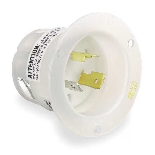 20A Flanged Twist-Lock Inlet 2P 3W 125VAC L5-20P WT, Hubbell, Mfr#: HBL2315