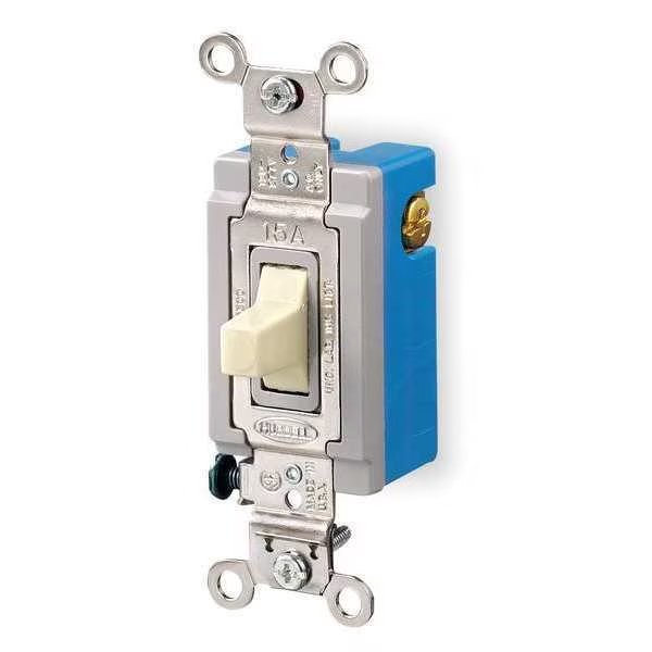 Wall Switch, 120/277V, 15A, 3-Position, Hubbell, Mfr#: HBL1556I
