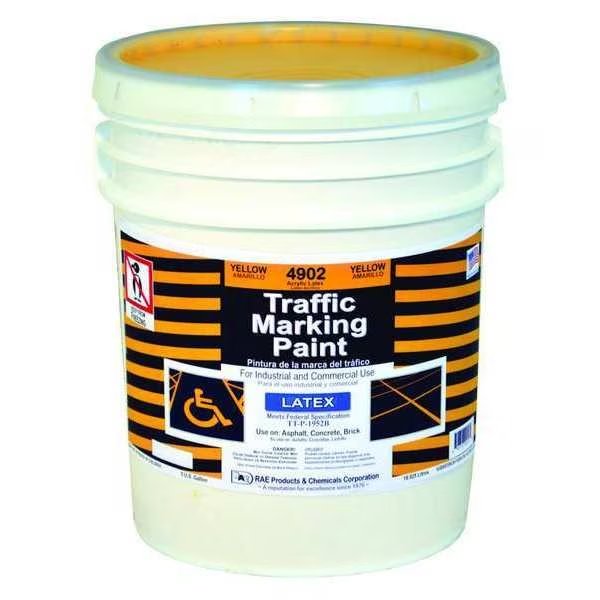Traffic Zone Marking Paint, 5 gal., Yellow, Latex Acrylic -Based, Rae, Mfr#: 4902-05