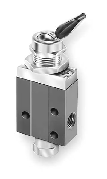 Manual Air Control Valve, 3-Way, 1/8In NPT, Parker, Mfr#: 404811000