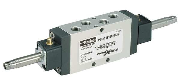 Solenoid Air Control Valve, 1/4 In, 4-Way, Parker, Mfr#: P2LBX592EEHDDN