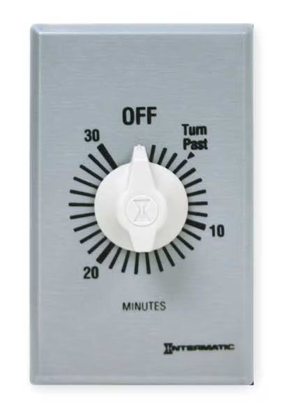 Timer, Spring Wound, 30 Min, SPDT, Silver, Intermatic, Mfr#: FF330M