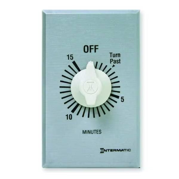 Timer, Spring Wound, 15 Min, DPST, Silver, Intermatic, Mfr#: FF415M