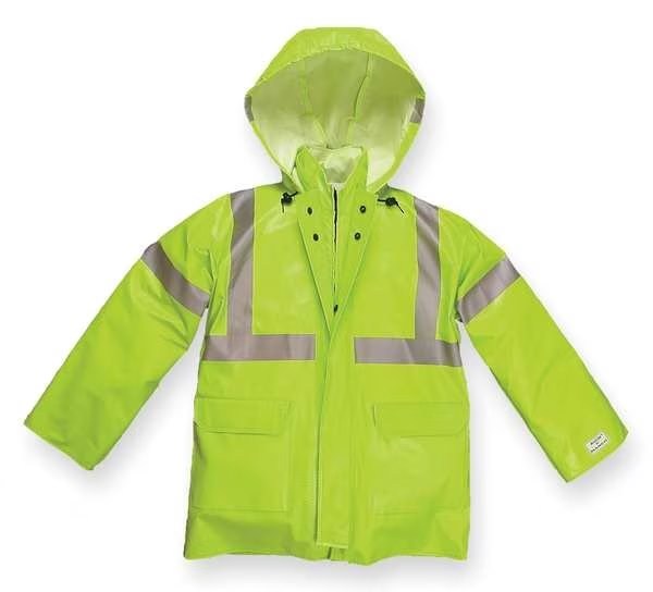 Arc Flash Rain Jacket with Hood, Lime Yellow, 2XL, Nasco, Mfr#: 1503JFY2