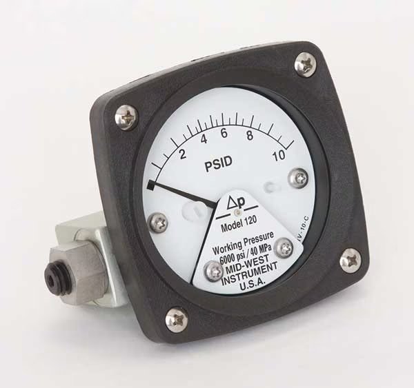 Pressure Gauge, 0 to 10 psi, Midwest Instrument, Mfr#: 120-AA-00-OO-10P