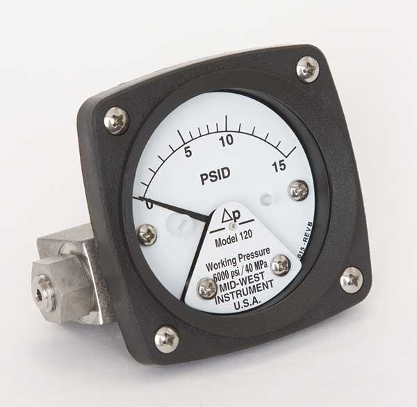 Pressure Gauge, 0 to 15 psi, Midwest Instrument, Mfr#: 120-AA-00-OO-15P