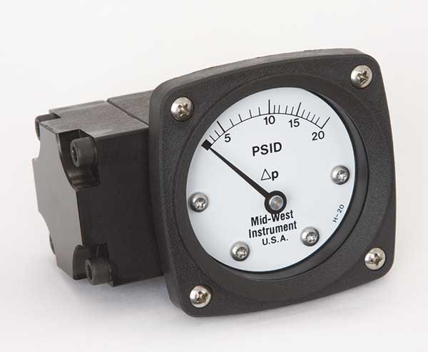 Pressure Gauge, 0 to 20 psi, Midwest Instrument, Mfr#: 142-AA-00-OO-20P