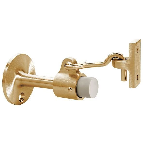 Hook-Style Door Holder, Cast Brass, Gold, 1-3/4