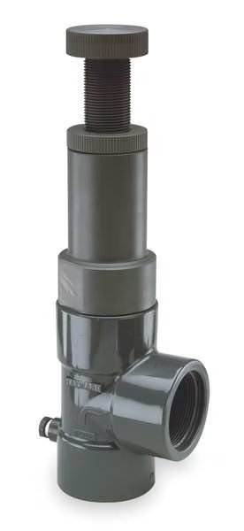 Relief Valve, 1", PVC/FPM, Adjustable 5-75 psi, Threaded, Hayward Flow Control, Mfr#: RV1100T