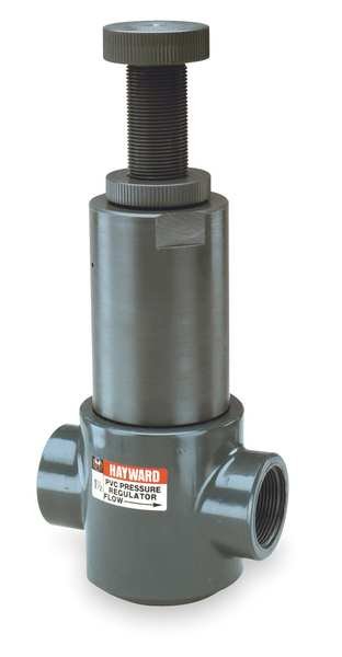 Pressure Regulator, 1-1/2", PVC/FPM, Threaded, Adjustable 5-75 psi, Hayward Flow Control, Mfr#: PR10150T