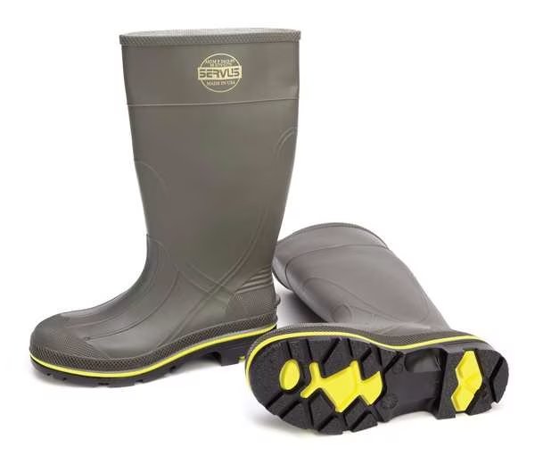 Size 8 Men's Steel Rubber Boot, Gray, Honeywell Servus, Mfr#: 75101/8