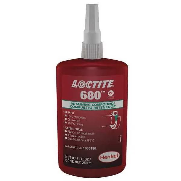 Retaining Compound, 680 Series, Green, Liquid, High Strength, 250 mL Bottle, Loctite, Mfr#: 1835196
