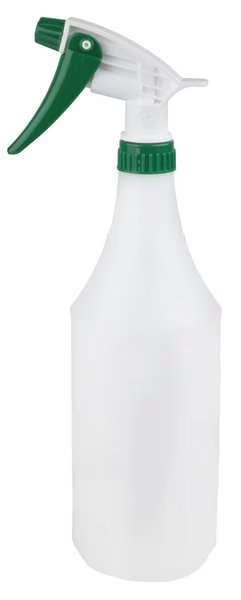 32 oz Trigger Spray Bottle, Mist/Stream, 1 fl oz Graduation Markings, HDPE, White/Green, 3 PK, EnjoyTool Select, Mfr#: 130296