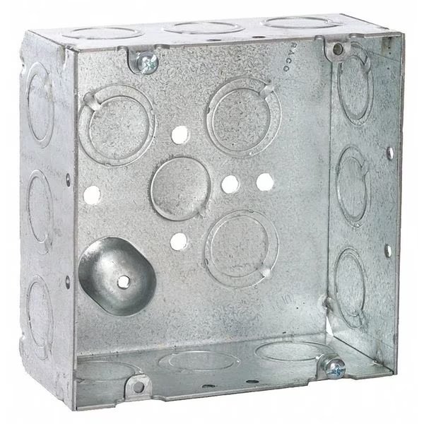 Electrical Box, 42 cu in, Square Box Type, 2 Gang(s), Steel, Square Shape, Raco, Mfr#: 257