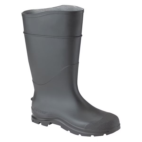 Knee Boots, Size 11, 16" H, Black, Plain, PR, Honeywell Servus, Mfr#: 18822/11