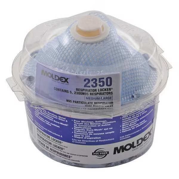 N95 Disposable Respirator w/ Valve, M/L, White, PK5, Moldex, Mfr#: 2350N95