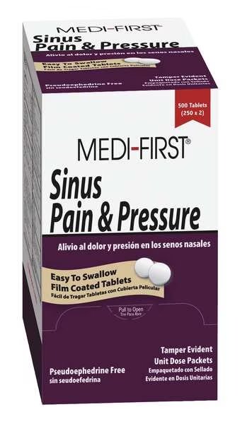 Sinus Pain and Pressure, Tablet, PK250, Medi-First, Mfr#: 81948