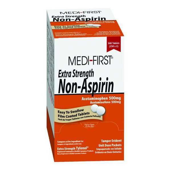 Extra Strength Non-Aspirin, 500mg, PK500 (250 pks of 2), Medi-First, Mfr#: 80413