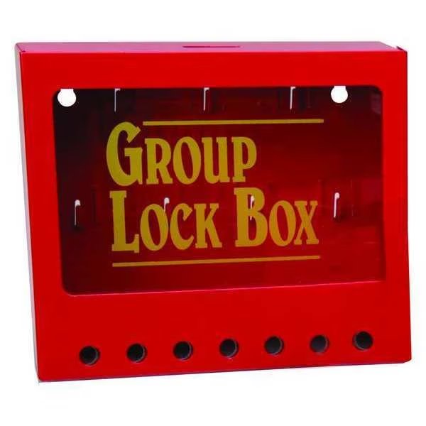 Group Lockout Box, 7 Locks Max, Red, Brady, Mfr#: 105714