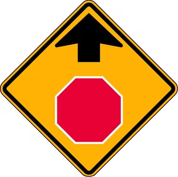 Stop Sign Ahead Pictogram Sign, 30