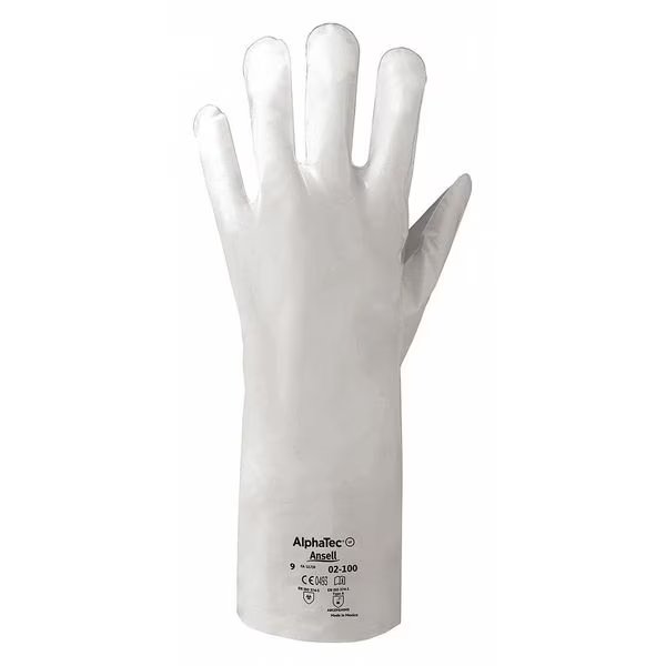15-1/2" Chemical Resistant Gloves, Laminated Film, 8, 1 PR, Ansell, Mfr#: 02-100