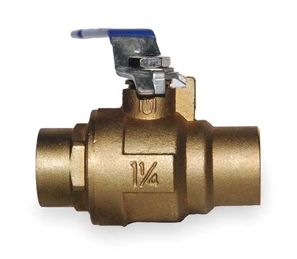 1" Sweat Brass Ball Valve Inline, Milwaukee Valve, Mfr#: 1" BA-485BMS
