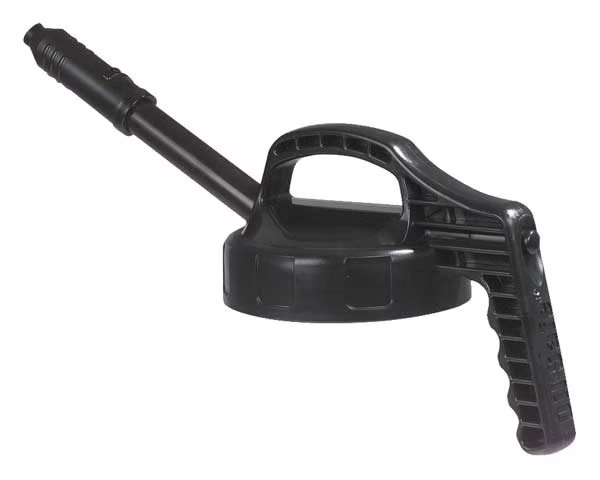 Stretch Spout Lid, w/0.5 In Outlet, Black, Oil Safe, Mfr#: 100301