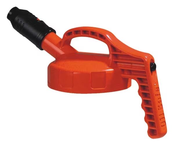 Stumpy Spout Lid, w/1 In Outlet, Orange, Oil Safe, Mfr#: 100506