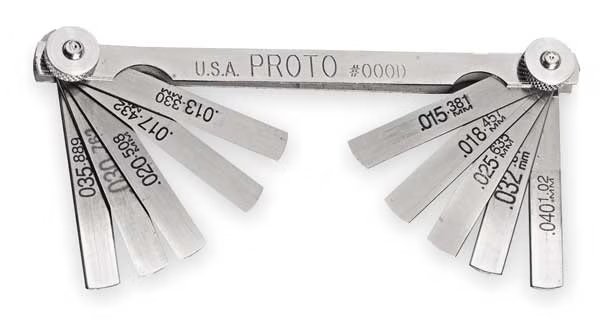 10 Blade Ignition Feeler Gauge Set, Proto, Mfr#: J000D
