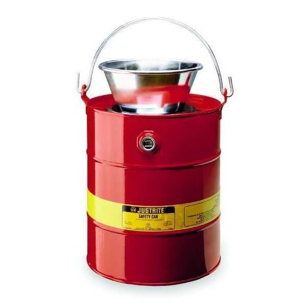 Drain Can, 5 Gal., Red, Galvanized Steel, Justrite, Mfr#: 10905