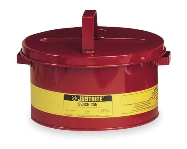 Bench Can, 3 Gal., Galvanized Steel, Red, Justrite, Mfr#: 10775