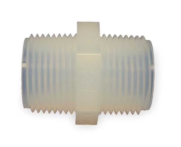 Nipple, 1/4 In, NPT, PFA, Parker, Mfr#: PN-4-P