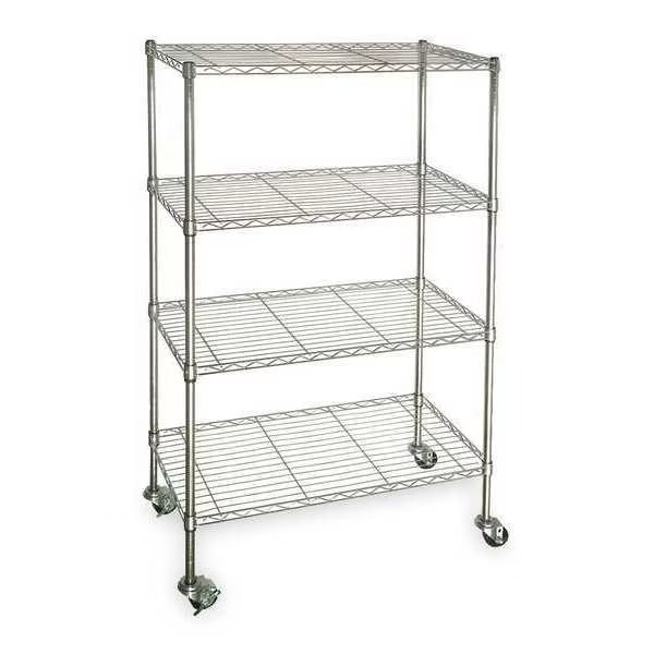 Wire Cart, 4 Shelf, Chrome, 36x18x67 In., EnjoyTool Select, Mfr#: 3TPA3