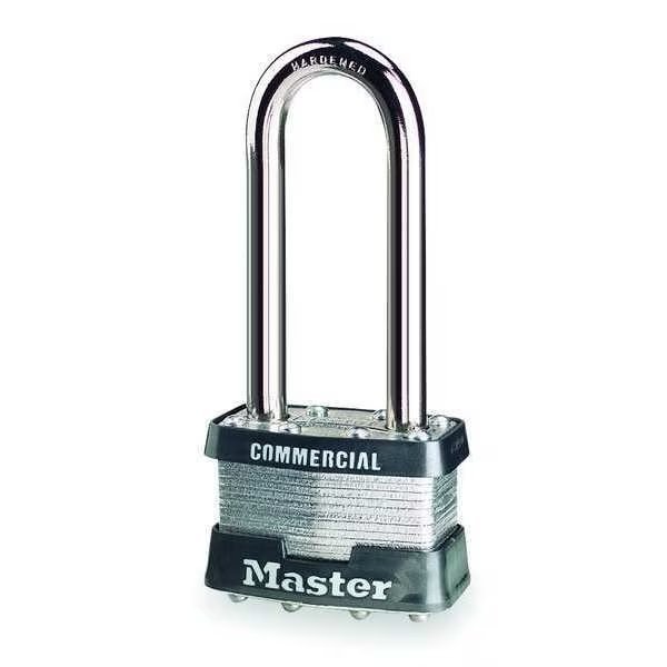 Padlock, Keyed Alike, Long Shackle, Rectangular Steel Body, Steel Shackle, 3/4 in W, Master Lock, Mfr#: 1KALJ