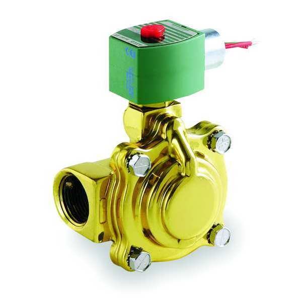 120V AC Brass Solenoid Valve, Normally Closed, 1 1/4 in Pipe Size, Redhat, Mfr#: 8210G008