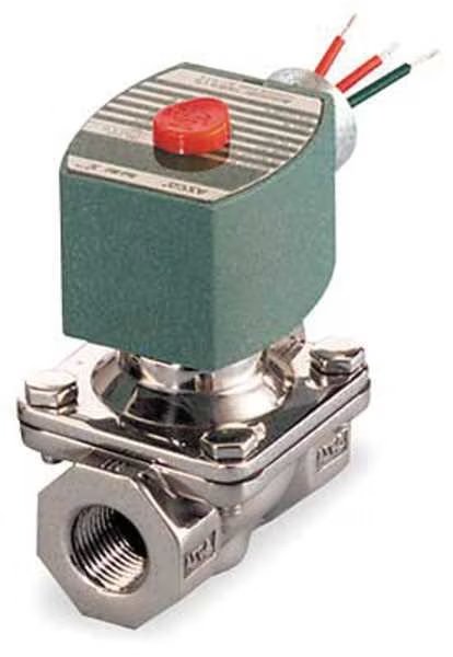24V DC Brass Solenoid Valve, Normally Open, 3/8 in Pipe Size, Redhat, Mfr#: 8210G033