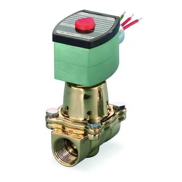 120V AC Brass Hot Water Solenoid Valve, Normally Closed, 3/8 in Pipe Size, Redhat, Mfr#: 8210G093HW