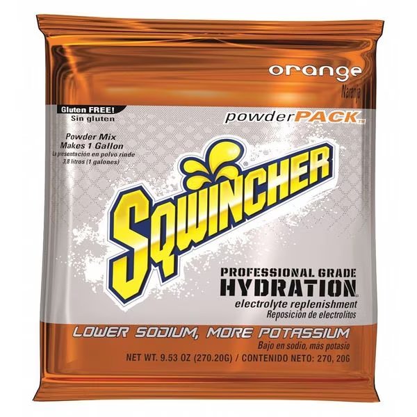 Sports Drink Mix, 9.5 oz., Mix Powder, Regular, Orange, 20 PK, Sqwincher, Mfr#: 159016004
