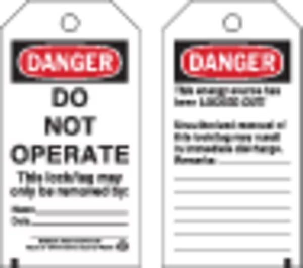 Danger Tag, 5-1/2 x 3 In, Hd Polyest, PK25, 65502, Brady, Mfr#: 65502