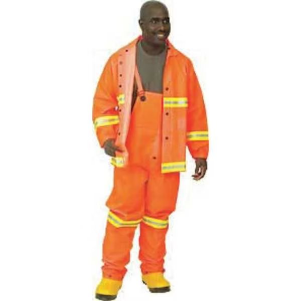 Rainsuit w/Detach Hood, Hi-Vis Org, 4XL, Mcr Safety, Mfr#: 2013RX4