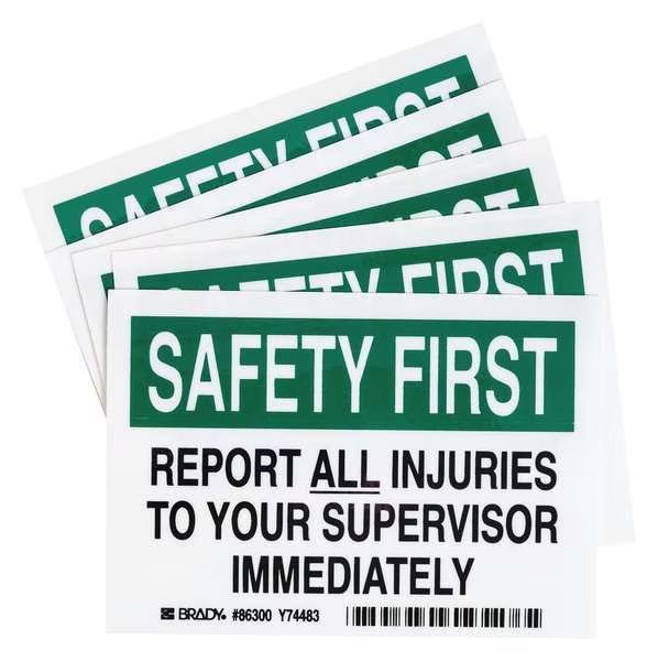 Safety Label, Information, 3-1/2 In. H, PK5, Brady, Mfr#: 86300